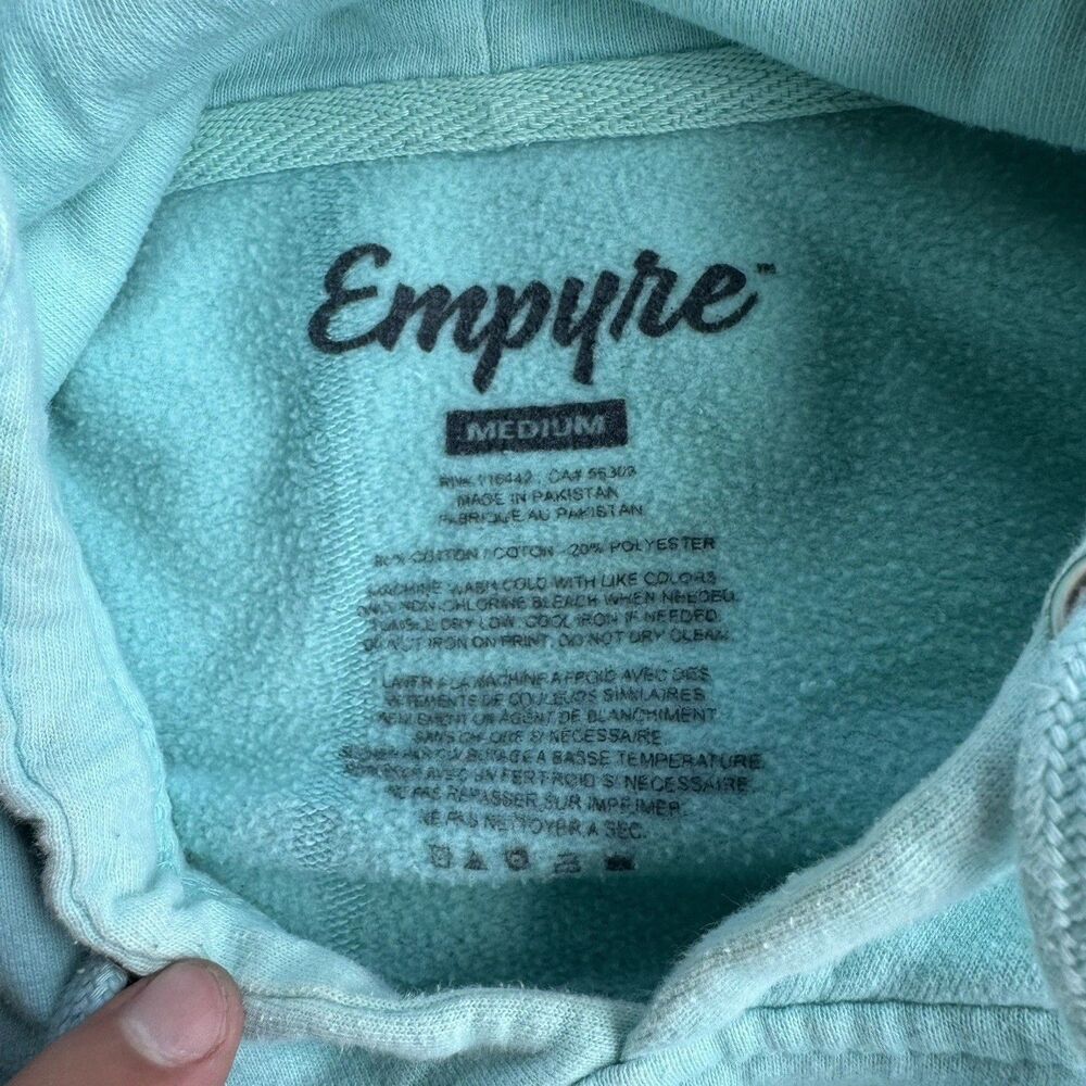 Empyre Turquoise Rose Graphic Pullover Hoodie M Women Unisex Skate Streetwear - Picture 5 of 9